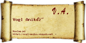 Vogl Anikó névjegykártya