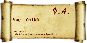 Vogl Anikó névjegykártya